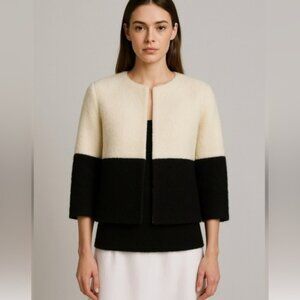 Alice + Olivia Bouclé Colorblock JacketCream, Black  Medium Wool + Alpaca Blend